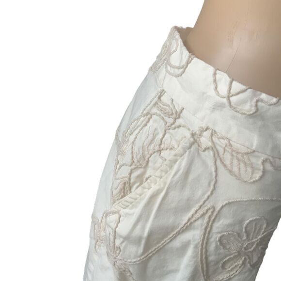 Harvé Benard Cream Floral Embroidery Knee Length A Line Skirt Size 12 - Picture 5 of 12